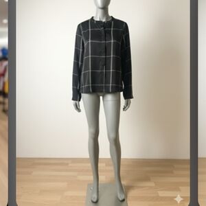 H&M Black and White Grid Blouse